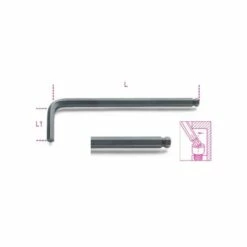 BETA Clé Mâle 6 Pans Coudée à Tête Sphérique, Brunie - 96BP