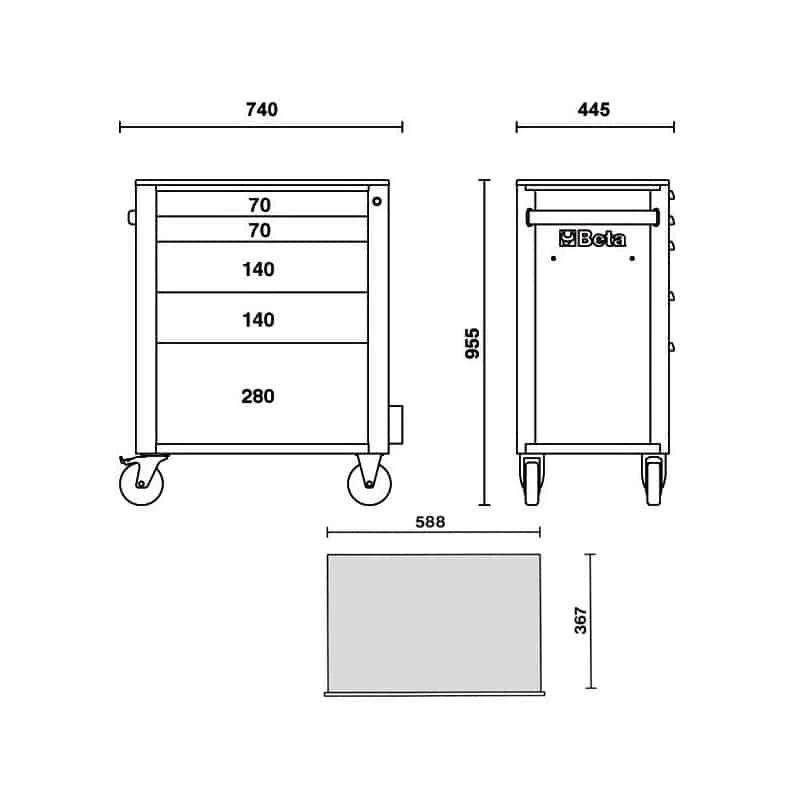 BETA Servante 5 Tiroirs Orange/Gris/Rouge - C24S/5 6 BETA Servante 5 Tiroirs Orange/Gris/Rouge - C24S/5 – Image 6