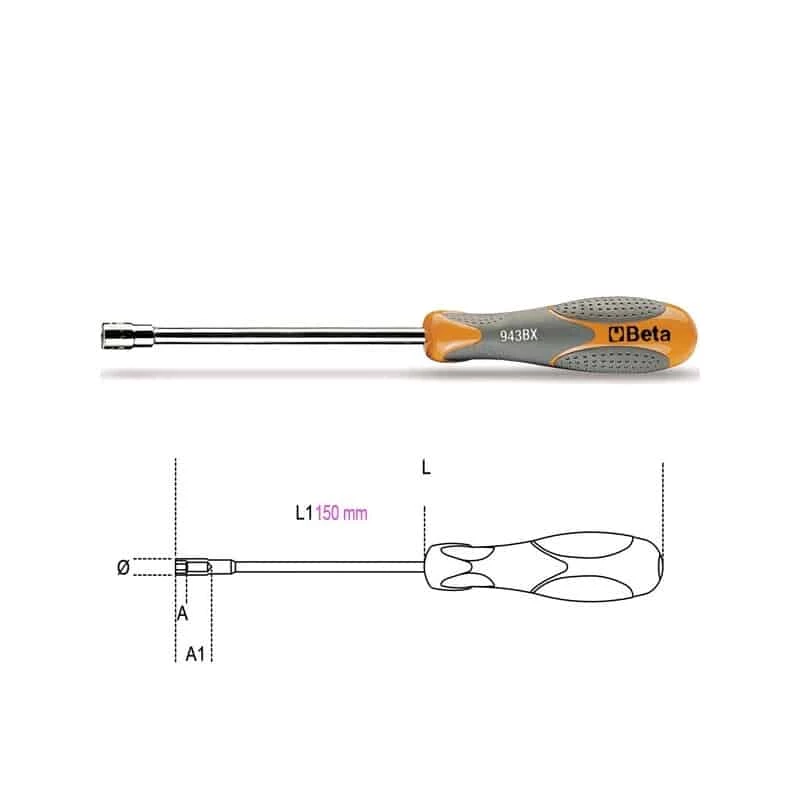 BETA Tournevis à Douille 6 Pans 4 Mm Série Longue - 943BX 1 BETA Tournevis à Douille 6 Pans 4 Mm Série Longue - 943BX