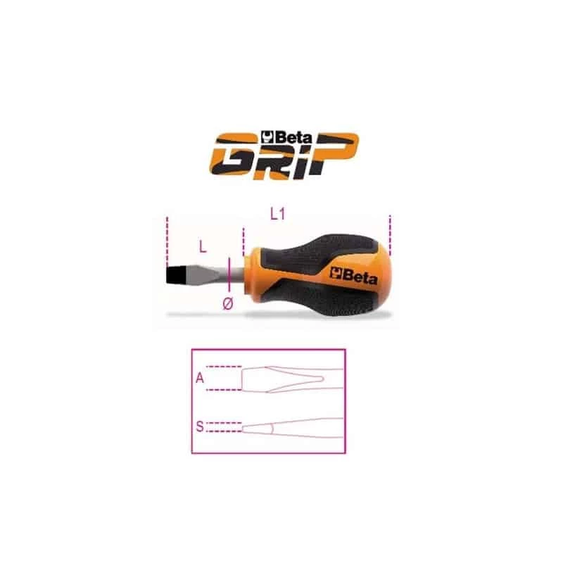 BETA Tournevis Lame Courte Pour Vis à Fente BETAGRIP - 1260N 1 BETA Tournevis Lame Courte Pour Vis à Fente BETAGRIP - 1260N