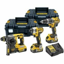 DEWALT Pack Perceuse Viss Percu + Perfo SDS-plus + Viss à Chocs 18V 3x5Ah - DCK368P3T-QW